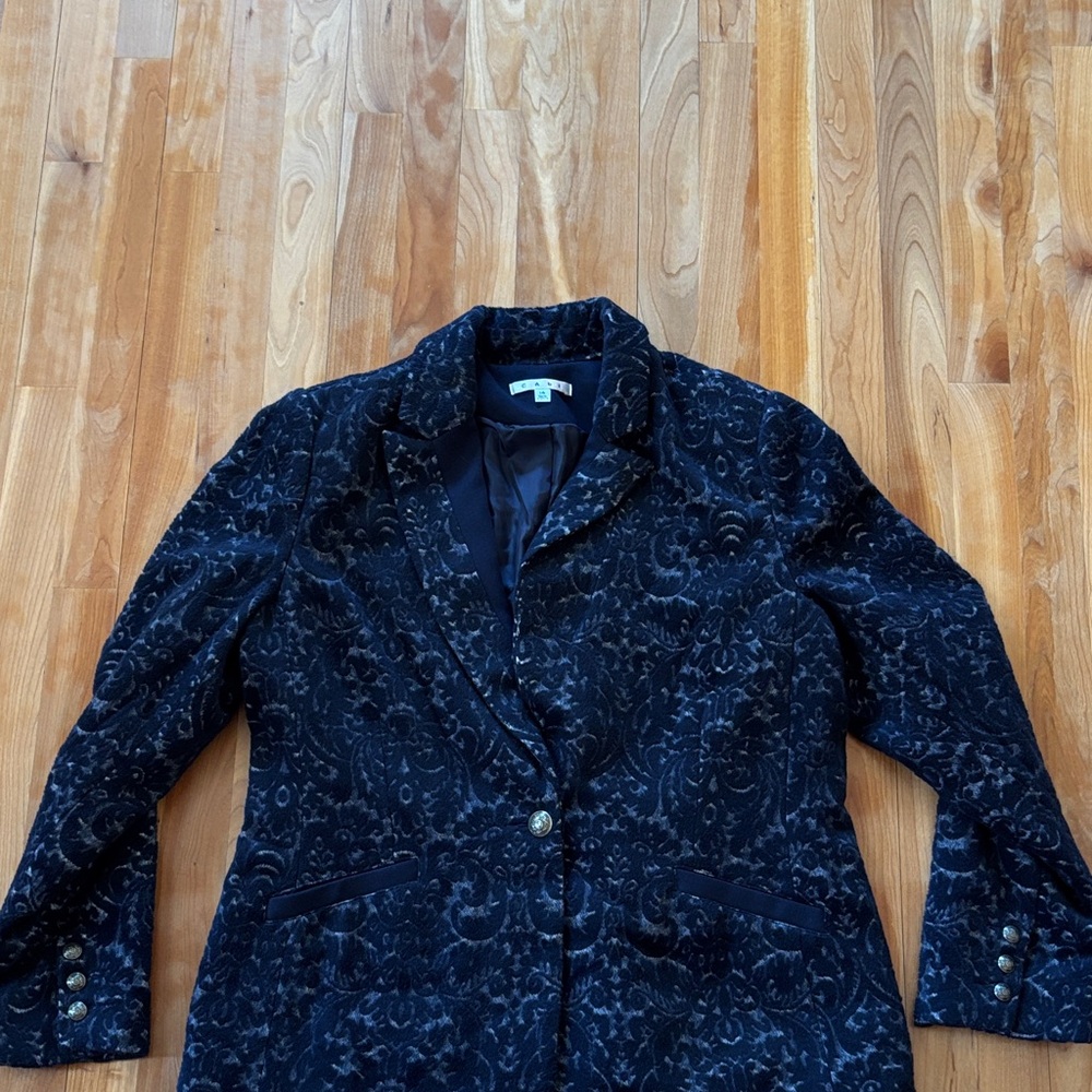 Cabi Elegant Blue and Grey Velvet Women's Jacket